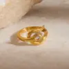 Wholesale 304 Stainless Steel Geometric Snake PVD Coated Real Gold Plated Casual Modern Style Commute Waterproof Non Tarnish Open Rings Rings