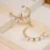Wholesale 1 Pair Elegant Luxurious Wedding C Shape Plating Inlay Copper Artificial Pearls Zircon 18K Gold Plated Earrings