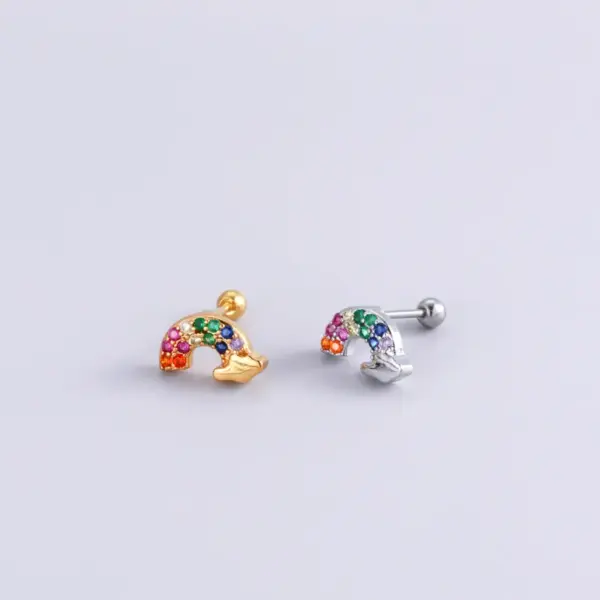 Wholesale 1 Piece Ear Cartilage Rings & Studs Fashion Devil'S Eye Flower 316L Stainless Steel Copper Inlaid Zircon