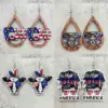 Wholesale Independence Day USA Rainbow Blue Glitter Earrings July 4th Festival Jewelry Women's Acrylic Geometric Animal Cartoon Earrings