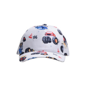 White background car-children's peaked cap / (Free size-Velcro adjustment)(52-54cm)