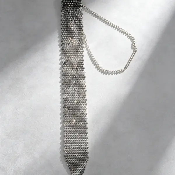 oly-2b9a4e2ac786338008c2093c4650cfa8 Wholesale Shiny Round Tie For Adults With Artificial Gemstones In Silver, Perfect For Independence Day