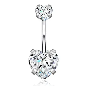 Stainless Steel Double Heart-Steel White Zirconium