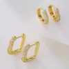 Wholesale 18K Gold Plated Copper Zircon Geometric Hoop Earrings