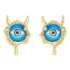 Wholesale Devil's Eye Stud Earrings For Women With 925 Sterling Silver Posts, Copper Base, And 14K Real Gold Plated Epoxy Resin Inlay