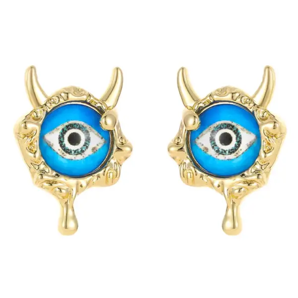 Wholesale Devil's Eye Stud Earrings For Women With 925 Sterling Silver Posts, Copper Base, And 14K Real Gold Plated Epoxy Resin Inlay
