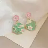 Wholesale Painted Flower Multicolor Stud Earrings In Copper Alloy With 18K Real Gold Plated Finish, Unisex Design