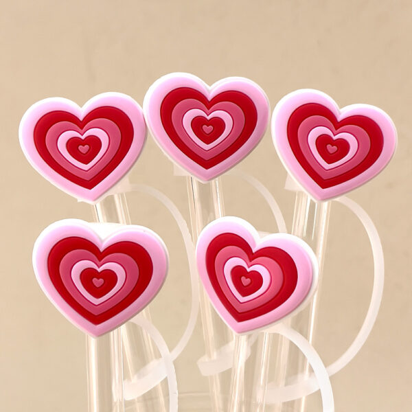Wholesale Valentine's Day Series Suction Tube Cover Suction Cap Silicone Dust Cap Plug Cute Animation Straw Decoration Products