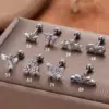 Wholesale 1 Piece Ear Cartilage Rings & Studs Vintage Style French Style Simple Style Crown Flower Butterfly 316L Stainless Steel Copper Waterproof Non Tarnish Surgical Steel Zircon