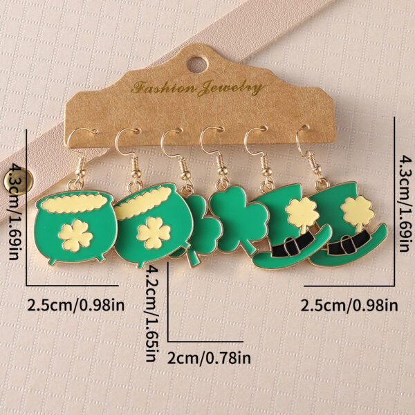 oly-2be974b7cff6f67892e999985d497897 Wholesale 3 pairs St. Parcret Festival Irish green clover hat pendant drop oil earrings suit festival earrings
