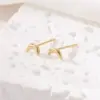 Wholesale Heart Shape Stud Earrings For Women With 925 Sterling Silver Posts, Copper Base, And 14K Real Gold Plated Featuring Zircon Inlay