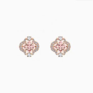 Pink diamond four leaf clover stud earrings