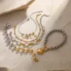 Wholesale 304 Stainless Steel Geometric PVD Coated 14K Gold Plated 18K Gold Plated Streetwear Ball Chain Bracelets