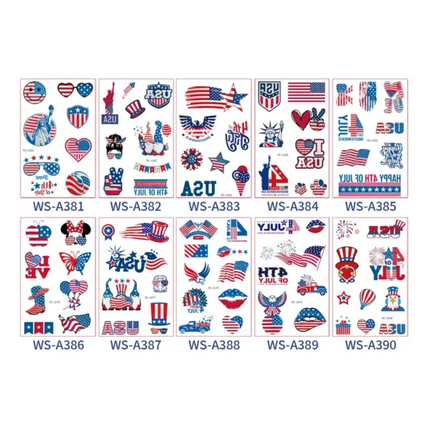 Wholesale New Aluminum Foil Tattoo Stickers Waterproof Sweatproof Independence Day Patriotic Party Face Stickers Easy To Apply And Remove