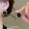 Wholesale Quadrilateral Stud Earrings For Women With 18K Real Gold Plated Copper And 304 Stainless Steel Posts Featuring Gem Inlay