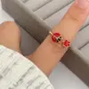 Wholesale Jewelry Casual Cute Romantic Ladybugs Copper Zircon 18K Gold Plated Open Rings