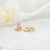 Wholesale 14K Real Gold Plated Copper Hoop Earrings For Women With Zircon Inlay Featuring Electroplated Finish