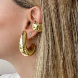 Wholesale PVD Coated Real Gold Plated 18K Gold C Shape 304 Stainless Steel Simple Style Waterproof Non Tarnish Ear Studs