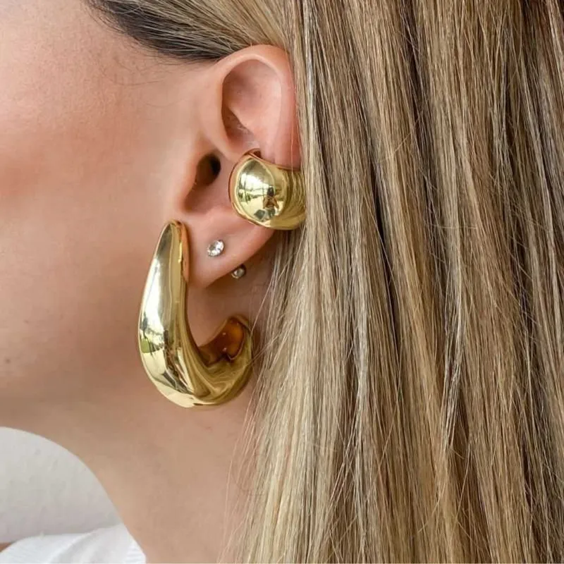Wholesale PVD Coated Real Gold Plated 18K Gold C Shape 304 Stainless Steel Simple Style Waterproof Non Tarnish Ear Studs