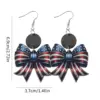 Wholesale Retro White Wood Bow Tie Print Drop Earrings For Women With 304 Stainless Steel Ear Pins