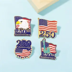Wholesale American Flag Pin Made Of Zinc Alloy Featuring Stamping Craft, Available In Classic Colour