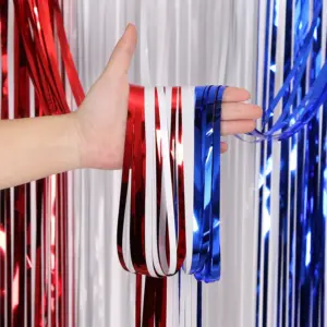 Wholesale 75th National Day Shiny Rain Curtain Tassel Decoration Customizable Decorative Ribbon Party Decoration American Festival Supplies