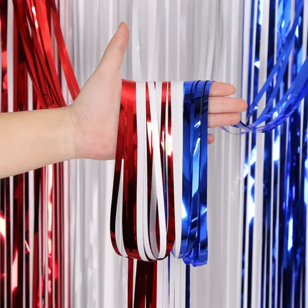 Wholesale 75th National Day Shiny Rain Curtain Tassel Decoration Customizable Decorative Ribbon Party Decoration American Festival Supplies