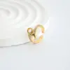 Wholesale Adjustable Size Open Moon Ring Fashion Retro Gold Surface Cute Style Geometry Pattern Copper Material Unisex Birthday Gift Daily Accessory For All Seasons