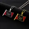 Wholesale Hot Selling 201 Stainless Steel Oil Drop American Black Geometric Pendant Water Plated 18K Real Gold Necklace Unisex Couple Versatile Sweater Chain Accessory