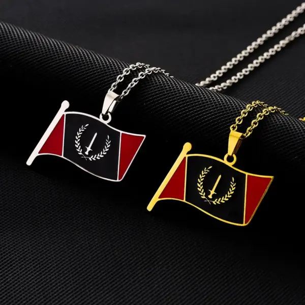 Wholesale Hot Selling 201 Stainless Steel Oil Drop American Black Geometric Pendant Water Plated 18K Real Gold Necklace Unisex Couple Versatile Sweater Chain Accessory
