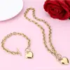 Wholesale 201 Stainless Steel 304 Stainless Steel Heart Shape Electroplating Stone-Free 18K Real Gold Plated Golden Plated Vacation Classic Style Cable Chain Bracelets Necklace