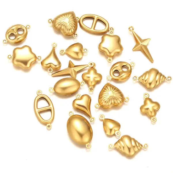 Wholesale Stainless Steel Hollow Double Hole Pendant DIY Jewelry Pendant Beading Material Pentagram Necklace Connector Accessories