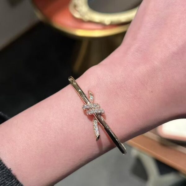 oly-2c9639cd992b20ab48a24828bcf3bef2 Wholesale Electroplated Copper and Plastic Snap-Clasp Bracelet — Full-Pavé, Rope-Knot Design, Non-Fading Jewelry