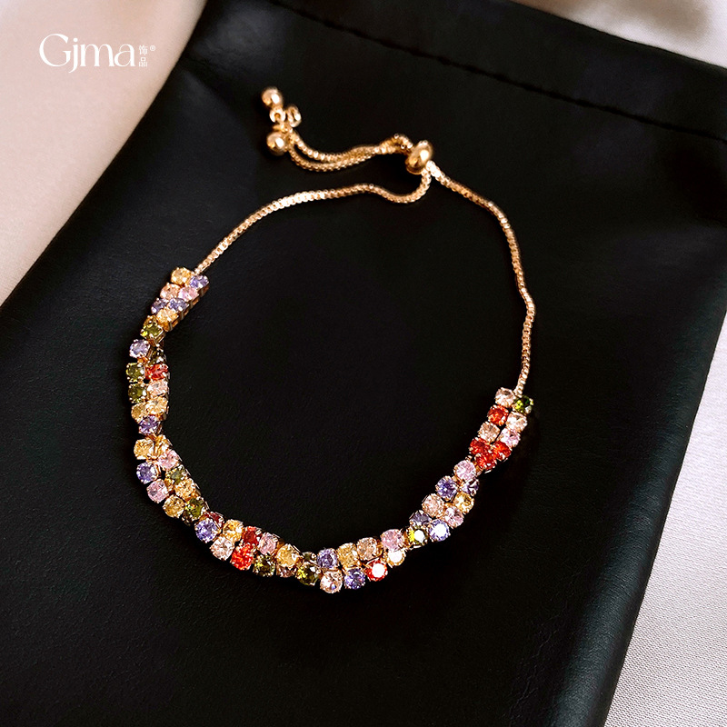 Wholesale Colorful Cross Twisted Zircon Drawable Bracelet South Korea Personalized Bracelet Light Luxury High-end Bracelet