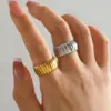 oly-2cbaa6dba99543664b167fd4745c6146 Wholesale Ion Plating (IP) 18K Gold Plated Lines 304 Stainless Steel Simple Style Waterproof Non Tarnish Open Rings