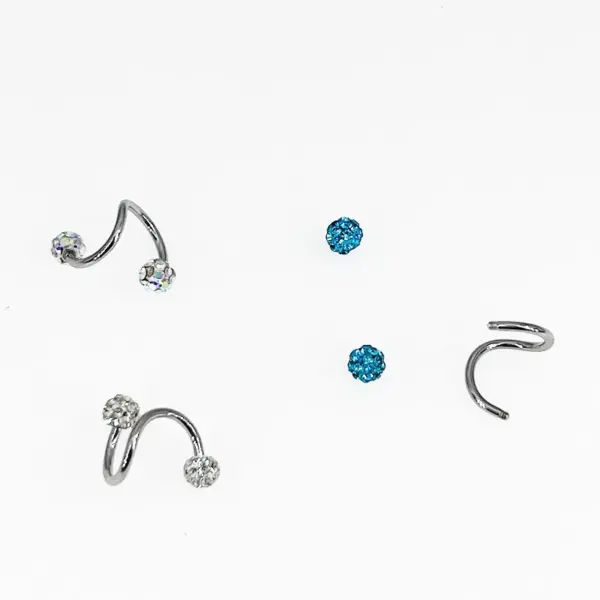 Wholesale Stainless Steel 16G Double Head Full Drill Mud Ball Ear Studs Bone Studs Piercing Decorations Geometric Pattern Unisex