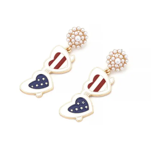 Wholesale Enamel Glasses Earrings For Women In Colour, Made With Durable Zinc Alloy, Perfect For Independence Day