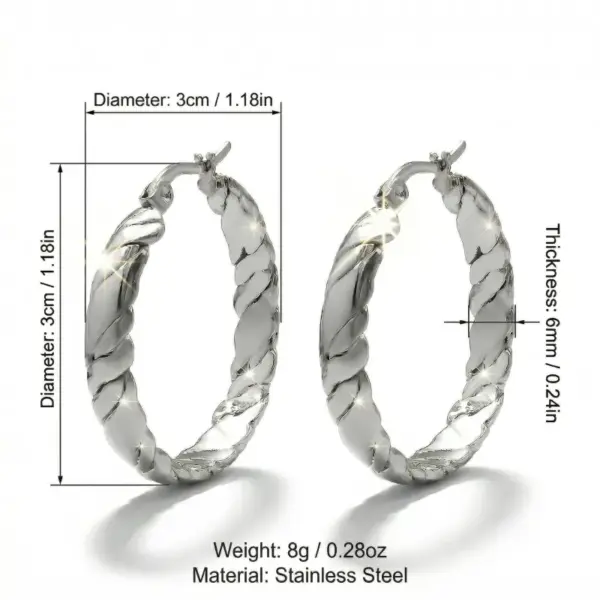 Wholesale Hypoallergenic Round Earrings For Women In 304 Stainless Steel With 18K Real Gold Electroplated Coating 0.05µm-0.08µm Thickness