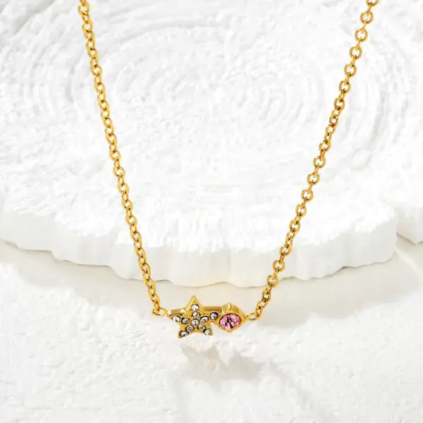 Wholesale Geometric Necklace For Women With Rhinestone Pendant, Electroplated 304 Stainless Steel Design