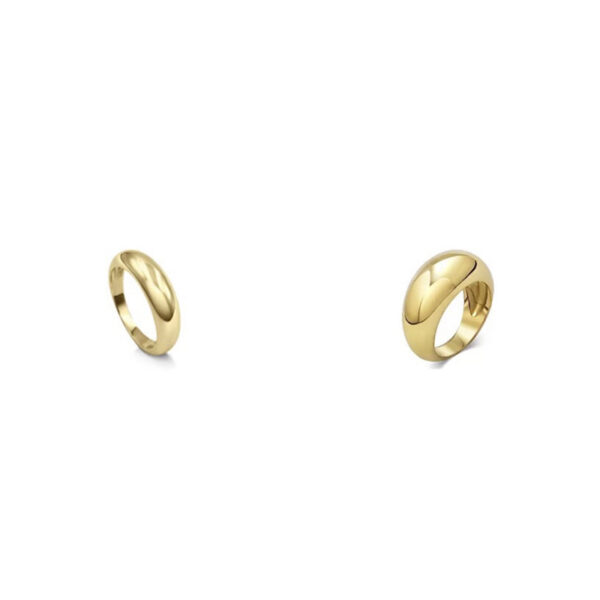 Wholesale Jewelry Wide and Narrow Curved Ring Women’s Titanium Steel Gold-Plated Creative Fashion Trendy Bright Retro Ring