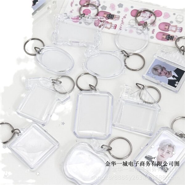 Wholesale Transparent Acrylic Photo Frame ins Keychain Pendant Photo diy Gift Pendant Hanging Chain Support Beaded Keychain