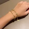 Wholesale Three-dimensional Flowers Bracelet For Women, 304 Stainless Steel With 18K Real Gold PVD Coated Plating, 0.08µm Minimum Thickness
