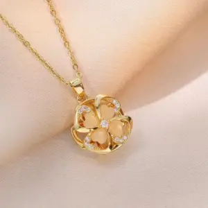 X0476 Gold Four-Leaf Flower Necklace