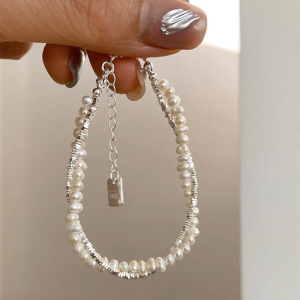 oly-2d01b2cafc2eb2ee52edefb20f1674a8 Wholesale Korean-style Fashion Niche Heavy Industry Pearl Silver Beaded Bracelet Women's Light Luxury Exquisite All-match Bracelet for Girlfriends