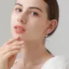 Wholesale Moon Stud Earrings For Women With 925 Sterling Silver Posts, Copper Base, 14K Gold Plated Finish, Zircon Inlay