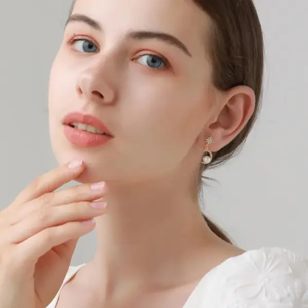 Wholesale Moon Stud Earrings For Women With 925 Sterling Silver Posts, Copper Base, 14K Gold Plated Finish, Zircon Inlay