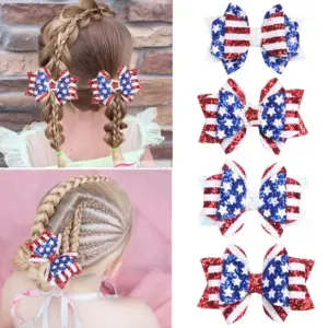 Wholesale Sweet Bow Tie Hairpin In Pu Leather, Perfect Hair Accessory For Summer And Independence Day