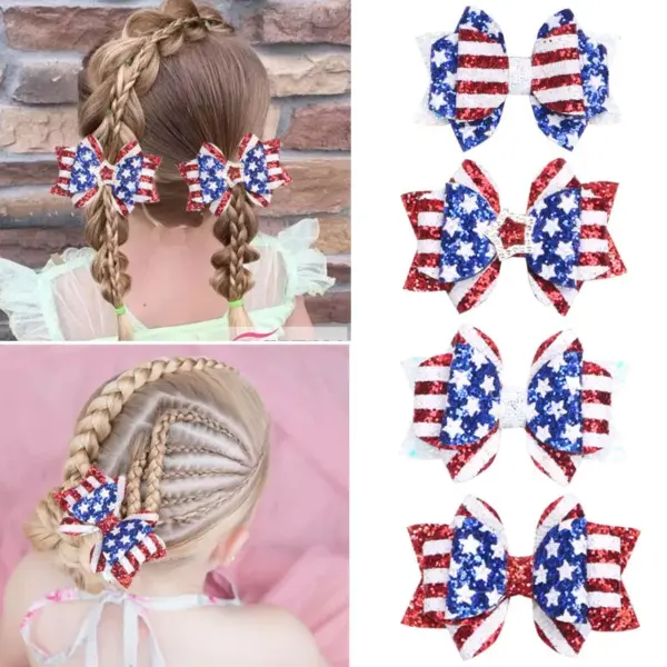 Wholesale Sweet Bow Tie Hairpin In Pu Leather, Perfect Hair Accessory For Summer And Independence Day
