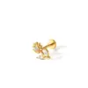 Wholesale 304 Stainless Steel Gold Plated Vacuum Electroplating (In Furnace) Gold Color Zircon Inlaid Heart-shaped Leaf Flower Women's Suitable Ear Cuff