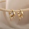 Wholesale Geometric Earrings For Women With Zircon Inlay, 18K Gold Plated On 304 Stainless Steel, 0.03µm Thickness
